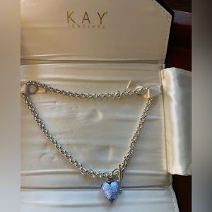 Kay Jewelers Venetian 3D Glass Blue Heart Necklace